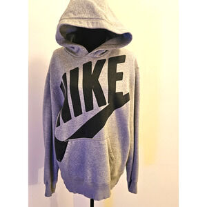 Nike Men's Pullover Hoodie Sweatshirt Logo Spell Out Long Sleeve Gray Size XL